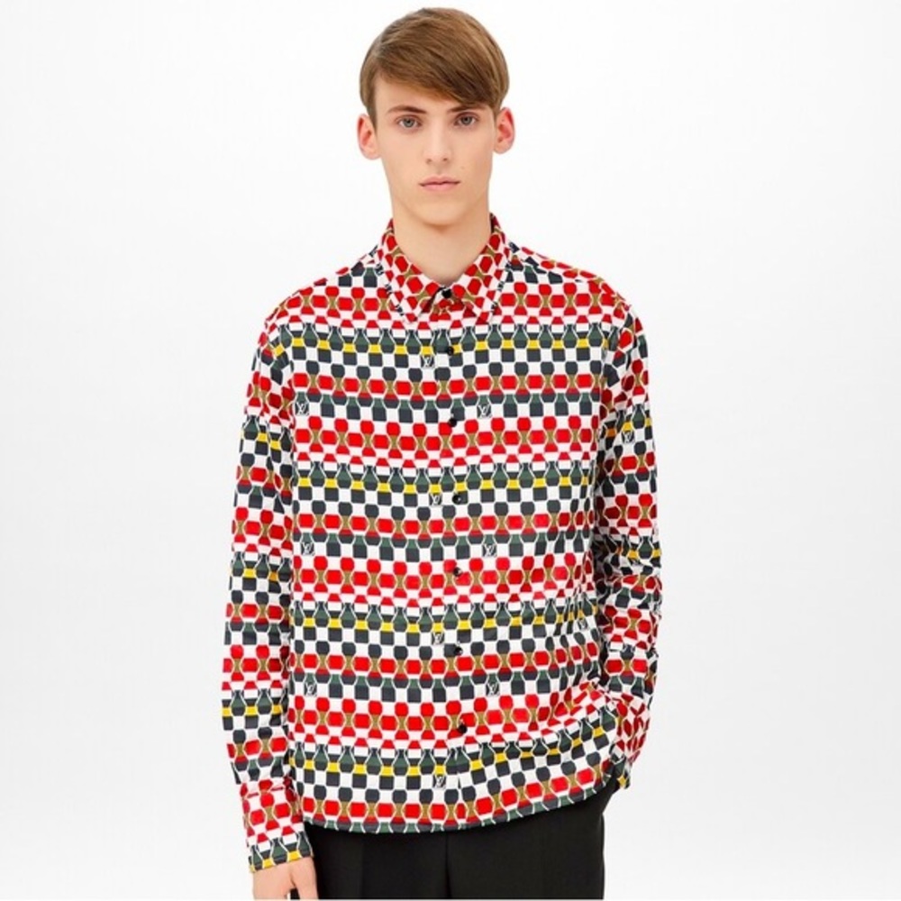 Louis Vuitton Virgil Abloh Shirt Amen Break LV Logo Button Up Mens Size XL Red - Picture 2 of 15